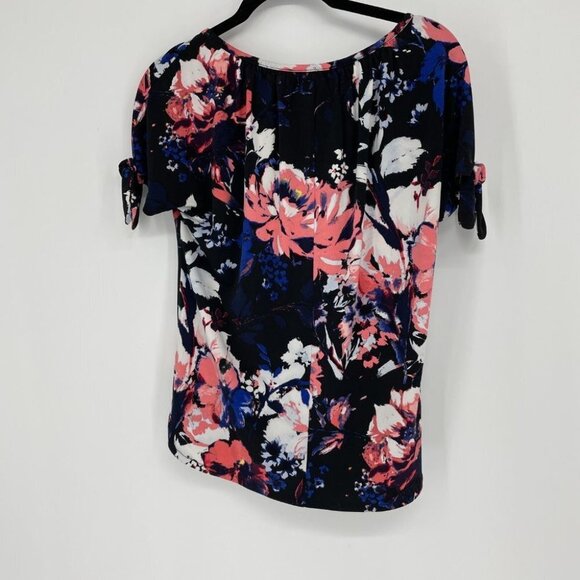 INC pink blue tied sleeve floral tshirt petite - Picture 10 of 11